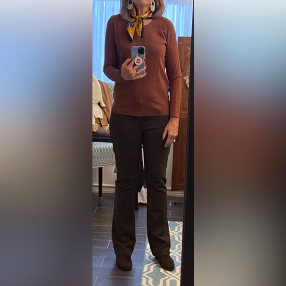 Talbots brown sweater Lightweight scoopneck chevron pattern Size Small petite - Picture 12 of 13